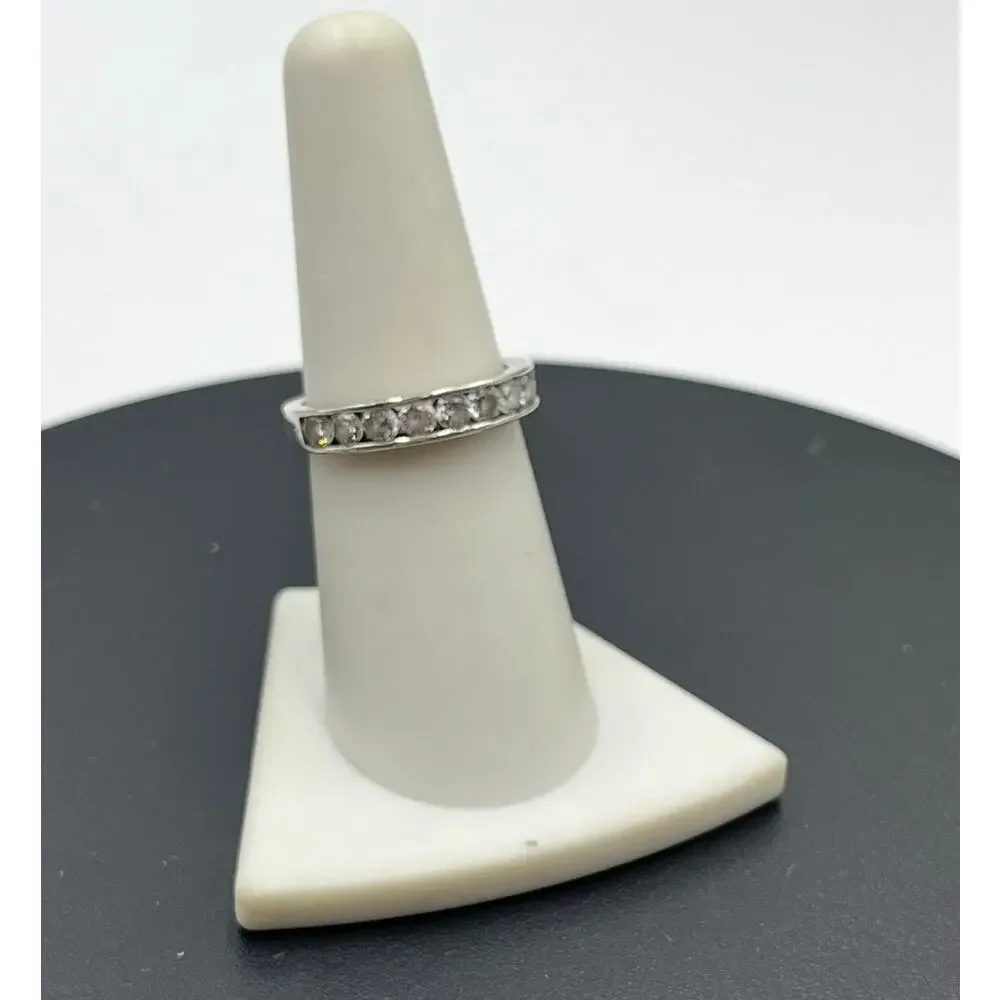 IBB Sterling Silver Designer CZ Band Half Eternity‎ Ring Sz 7.25
